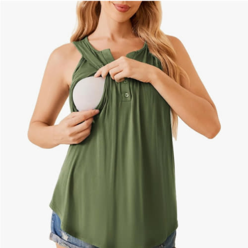 Ekouaer Women's Maternity Nursing Tank Tops Sleeveless Breastfeeding Shirts Double Layer Summer Pregnancy Clothes