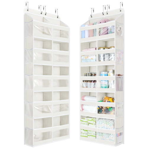 LazySpin Over the Door Organizer 5 Tiers, Extra Large Behind Door Storage of 10 Compartments, Over the Door Storage, Door Hanging Organizer for Closet, Diaper Organizer, Toy Storage, Off-White