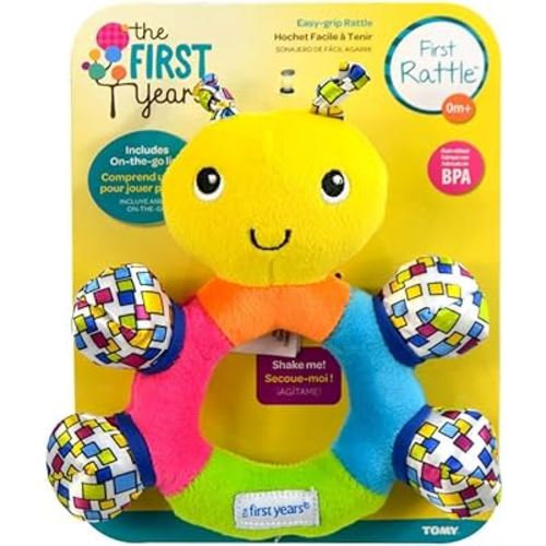 The First Years First Baby Rattle - Sensory Toys with Soft Textures and Crinkle Sounds - Infant Toys Ages 3 Months and Up