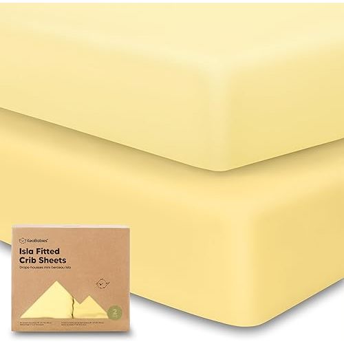 2-Pack Crib Sheets for Boys, Girls - Viscose Derived from Bamboo Fitted Crib Sheet, Baby Crib Sheets Neutral, Crib Mattress Sheet, Toddler Bed Sheets, Baby Sheets for Crib Fitted Sheets (Sunshine)