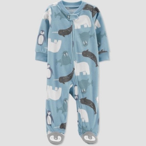 Carter's Just One You®️ Baby Boys' Sea Animal Fleece Footed Pajama - Blue, Size: 9M
