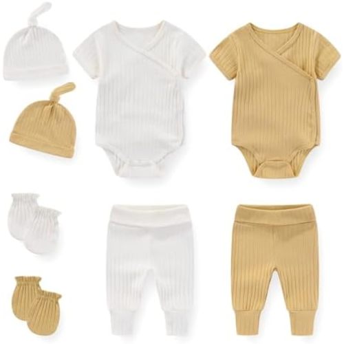 Solid Unisex Baby Boy Girl Layette Sets 8 pack Cotton Comfort Infant Clothes New born Essentials