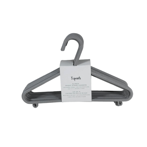 3 Sprouts 15 Pack Baby Wheat Straw Plastic Hangers, Grey
