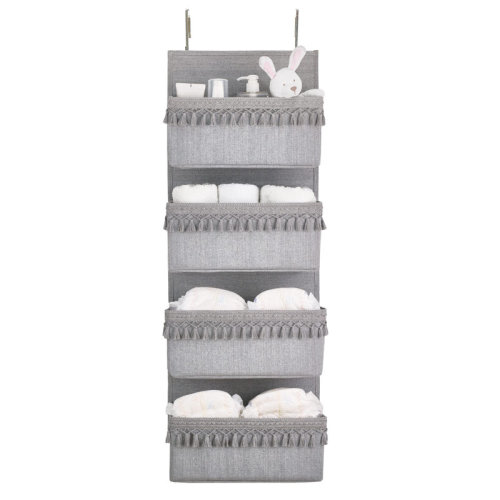 Bungalow Rose Over The Door Organizer Boho Nursery Storage Decor Closet Hanging Organizer With Tassels Decoration For Bedroom Nursery Bathroom Apartments Dorm Pantry, 4 Pockets | Wayfair