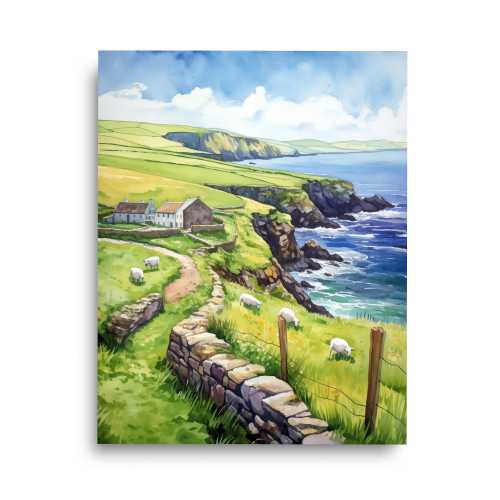 Dingle Peninsula Watercolor Print, Ireland Coastal Wall Art, Irish Travel Poster, European Landscape Decor, Seaside Artwork, Ireland Gift