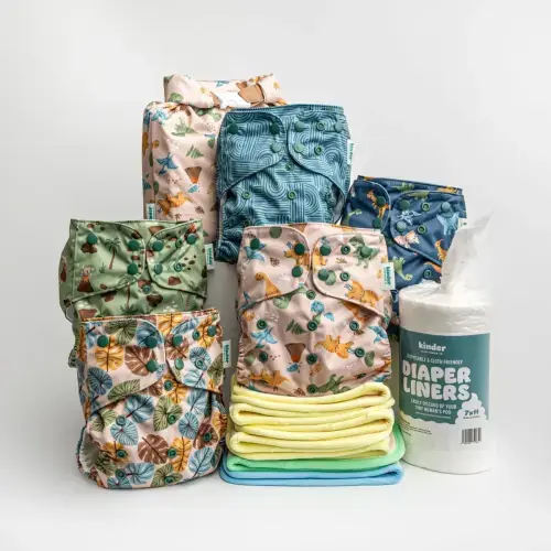 New Parent Starter Bundles: Pocket Cloth Diapers with Athletic Wicking Jersey and More - Prehistoric (5)