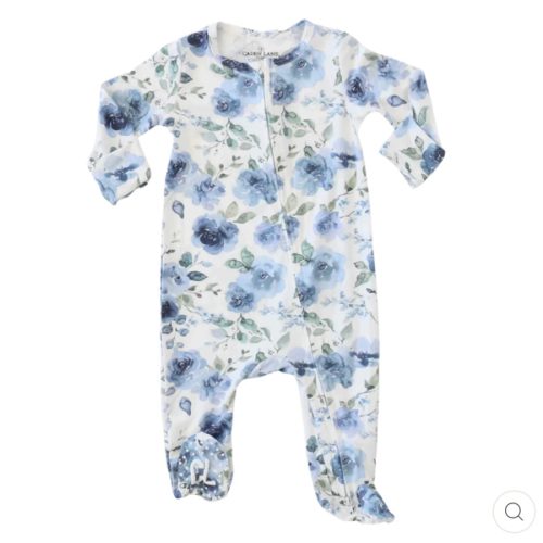 Bailey's Blue Floral Zipper Footie