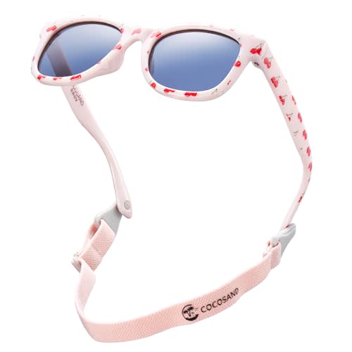 COCOSAND Flexible Polarized Baby Sunglasses with Strap UV Protection for Toddler Infant Girl Boy Age 0-24 Months