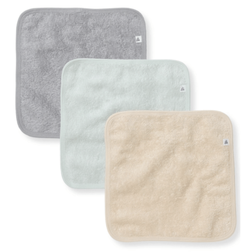 Organic Cotton Woven Terry Solid Washcloths 3 Pack Quarry