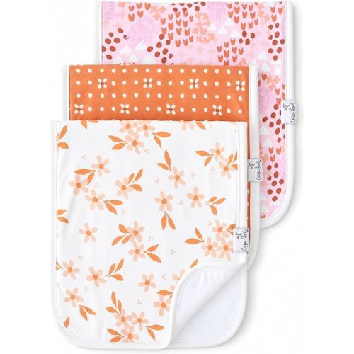 Copper Pearl Premium Baby Burp Cloths - 3-Pack Large Cotton Burp Cloths, Extra Soft Spit Up Rags with 3 Absorbent Layers, Perfect for Baby Boy and Baby Girl Gifts (21" x 10" Size, Rue Set)