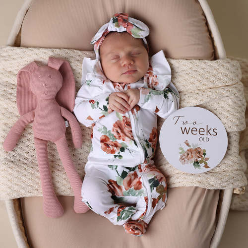 Rosebud Organic Snuggle Sleepsuit Zip Footie with Frill