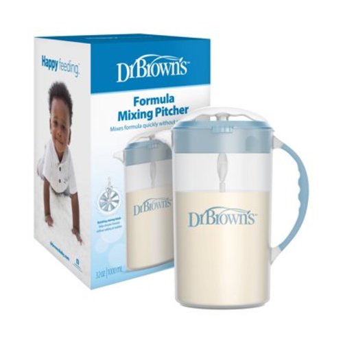 Dr. Brown's Baby Formula Mixing Pitcher, Adjustable Stopper/Locking Lid/No-Drip Spout, Blue 36oz, 1 Pack