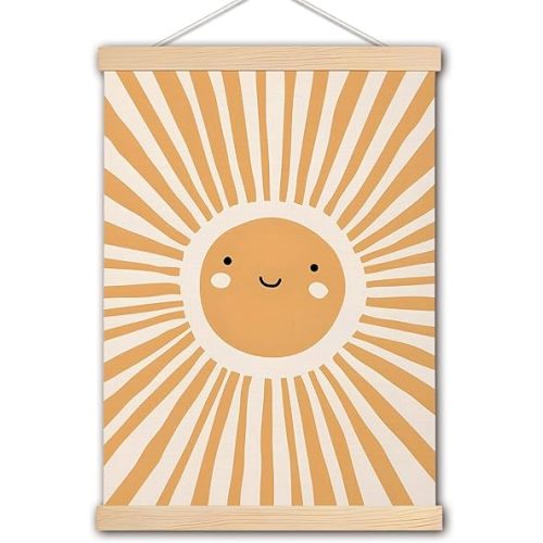 DNEULYR Cute Sun Sunshine Wall Art Poster, Sunshine Nursery Decor, Boho Kids Room Decor, Boho Neutral Sun Sunshine Wall Art for Nursery Toddler Baby Girl Boy Kids Room Playroom Decor, 12x16 Inch
