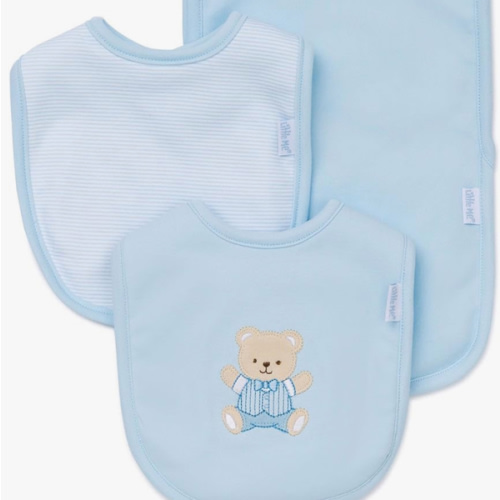 Little Me Baby Boys and Girls 100% Cotton 3-Piece Bib and Burp Sets