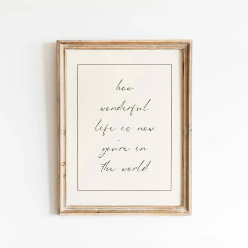 How Wonderful Life Is Now You're In The World Print, Baby Boy Nursery Wall Art, Nursery Decor Neutral, Girl Room Decor, Vintage Nursery Art