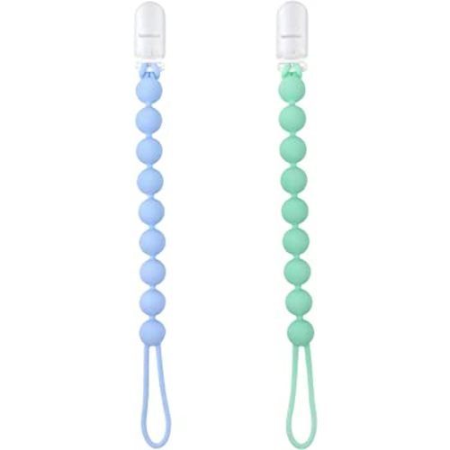 Nuby - Boy 2Pk Printed Fabric Pacifier Clip Holder With Plastic Clip