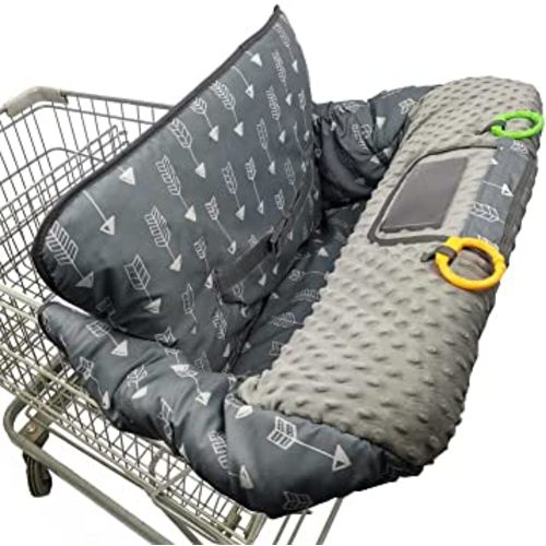RHYDEER Shopping cart Cover for Babies-high Chair Cover, Dotted Minky Touching, Multi in 1 Design, 360 Full Protection, roll in and go, Universal fit, Grey