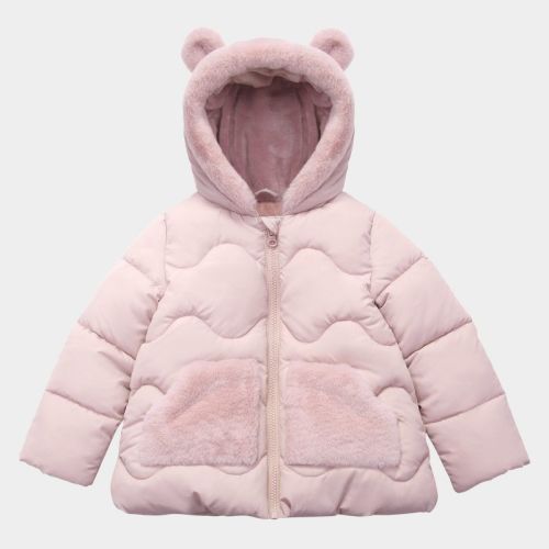 Rokka&Rolla Baby Girls' Mini Fur Lined Puffer Coat-Pearl Pink, size 6-9 Months