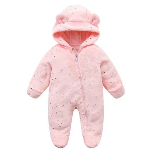Dealovy Newborn Baby Boys Girls Clothes Fleece Romper Infant Unisex Footie Snowsuits Winter Onesie Hooded Jumpsuits