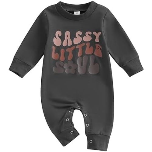 BOIBOKOKO Newborn Baby Girl Boy Clothes Sassy Little Soul Long Sleeve Romper Jumpsuit Cute Fall Winter Outfit