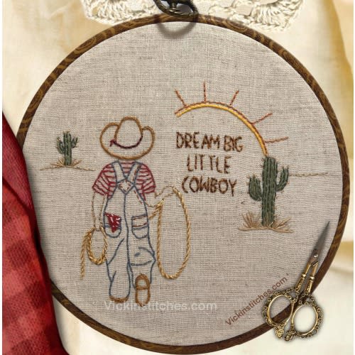 Dream Big Little Cowboy Embroidery Hoop - Western Nursery Decor - Handmade Cowboy Wall Art - Rustic Farmhouse Baby Shower Gift