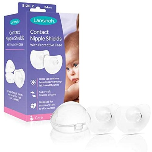 Lansinoh Contact Nipple Shields for Nursing Newborn, 2 Count 24mm