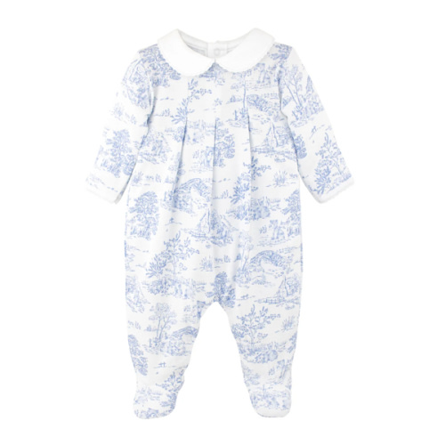 Toile de Jouy Printed Footie | Baby Girl