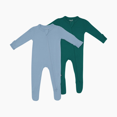 Kyte Baby Zipper Footie Bundle (2 Pack) - Dark Green, 0-3 M