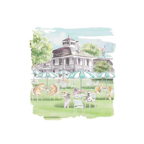 Nursery Art print Animals playing golf Augusta Clubhouse// Kids room // Nursery art //  Hole 12 // Hogan Bridge