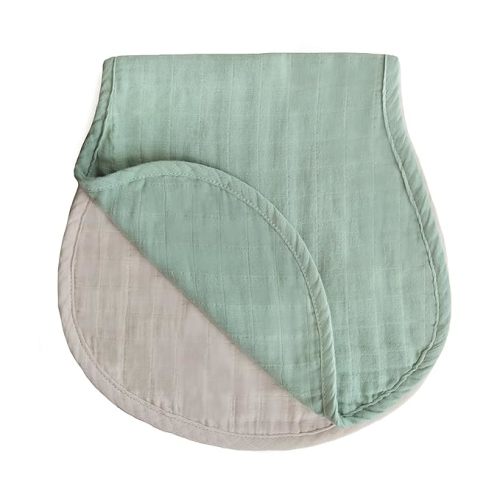 mushie Muslin Baby Burp Cloths | 100% Organic Cotton, Set of 2 (Roman Green/Fog)
