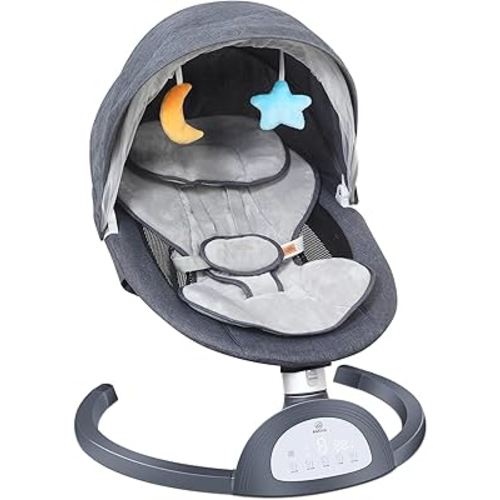 Baby Swing, Bimuva Electric Baby Swing for Infants to Toddler, Bluetooth Baby Rocker with Music Speaker, Protable Bouncer for Baby, 5 Sway Speeds 3 Seat Positions, Remote Control for Indoor, Boy, Girl
