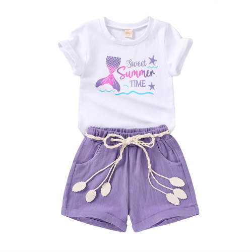 Younger Tree Toddler Baby Girl Summer Clothes Set Short Sleeve T-Shirt Shorts 2pcs Outfits for 18-24 Months