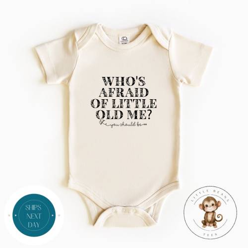 Whos Afraid of Little Old Me Retro Baby Onesie® | Baby Shower Gift | Custom Baby Bodysuit