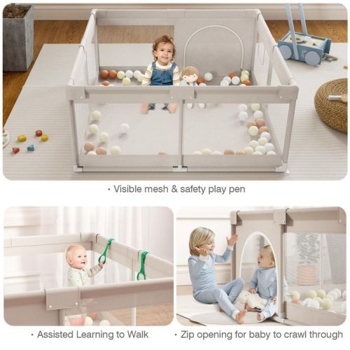 Large Baby Playpen – 47×47in Toddler Play Yard, Indoor Activity Fence for Apartments, Safe & Spacious Play Area