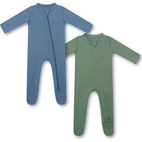 HAPIU Rayon from Bamboo Baby Footed Pajamas, 2 Way Zipper YKK, Footie for Baby Boy Girls, Newborn-24 Months