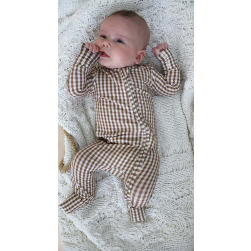 Baby Bamboo Zippered Onesie (Gingham) – Luli & Sage – Bamboo Pajamas for Moms & Littles