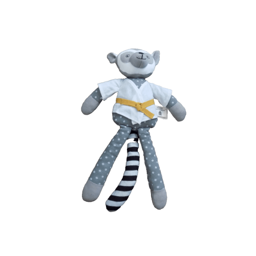Organic Farm Buddies Plush Karate Bruce Lemur Rattle Baby Soft Toy Polka dot EUC