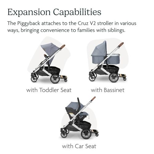 UPPAbaby Piggyback Ride-Along Board for Cruz Stroller Models 2015-2019 - Quick Attachment for Children to Stand + Stroll - 55 lbs. Weight Capacity,Black/Brown
