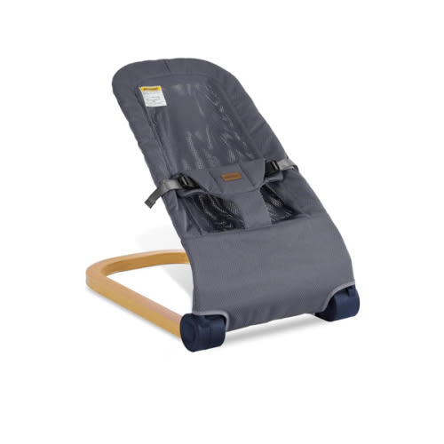 Baby Bouncer,Portable Baby Bouncer Seat & Foldable with 3 Height Adjustments, Ergonomic Bouncer for Babies 0-6 Months, Wood Grain Style, Natural Vibrations, Includes Storage Bag (Mesh Grey)