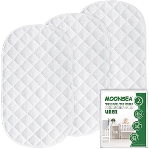 Diaper Changing Pad Liner Non-Slip, Waterproof Terry Mat Changing Pad Cover Liner, Quilted Absorbent Bassinet Liners Washable, 3 Pack 13"x 26" Reusable Portable Changing Table Pad White