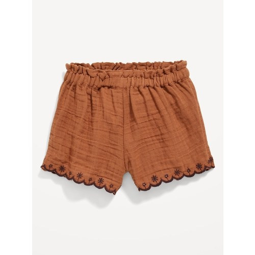 Double-Weave Scallop-Trim Shorts for Baby