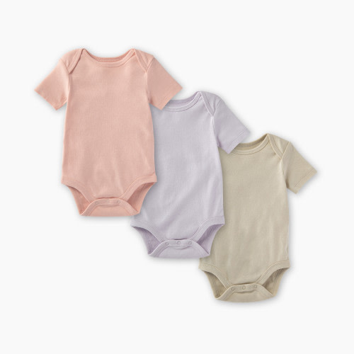 Burt's Bees Baby Set of 3 Solid Short Sleeve Bodysuits - Pink, 6-9 M