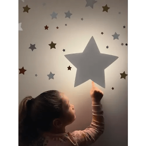 Nursery Night Light (Pack of 1) - Star Wall Light - Rechargeable & Dimmable Baby Night Light - Kids Lights - Stars Nursery Decor - Baby Room Decor - Baby Nursery Must Haves - Stars Wall Decals