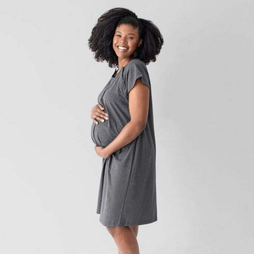 Kindred Bravely Women's Universal Labor & Delivery NightGown, Color: Gray, Size: S/M/L