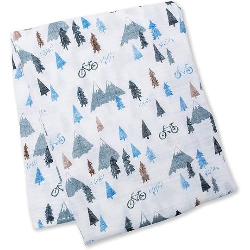 lulujo Baby 100% Cotton Muslin Swaddle Blanket, 47 x 47-Inches, Mountain Top