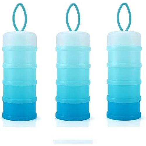 Accmor Baby Formula Dispenser On The Go, Stackable Formula Dispenser for Travel Formula Container to Go, Non-Spill Milk Powder Baby Kids Snack Storage Container, BPA Free, 3 Packs