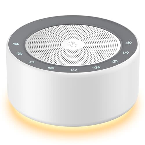 Kipcush White Noise Sound Machine with Nursery Lamp, Mood Lighting, 7 Colour Night Light, 30 Soothing Sounds for Baby/Adult. Timer, Plug in, Memory Function, Touch Control