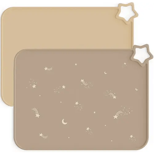 Moonkie Silicone Placemats for Baby & Kid, Stain-Proof Non-Slip Toddler Food Mats Eating Table Mat with 2 Packs