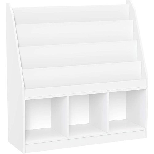 RiverRidge Kids 4 shelves Three Cubbies Bookrack, White (02-251)