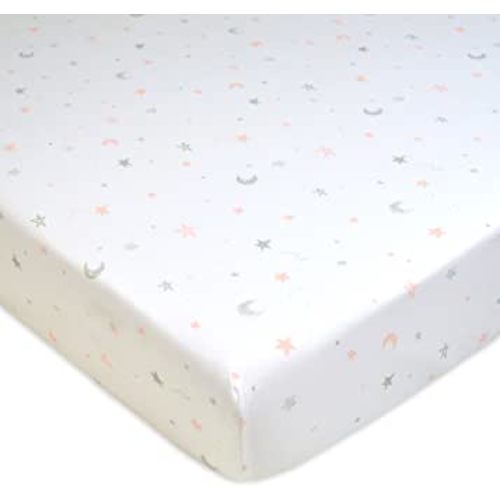 American Baby Company Fitted Crib Sheet 28" x 52", Soft Breathable Neutral 100% Cotton Jersey Sheet, Baby Pink Stars, for Boys and Girls, Fits Crib and Toddler Bed mattresses